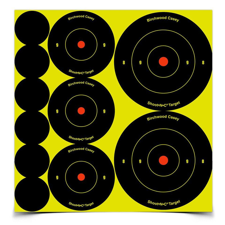 BIRCHWOOD CASEY SHOOT N SEE BULLS EYE TARGET 1",2",3"