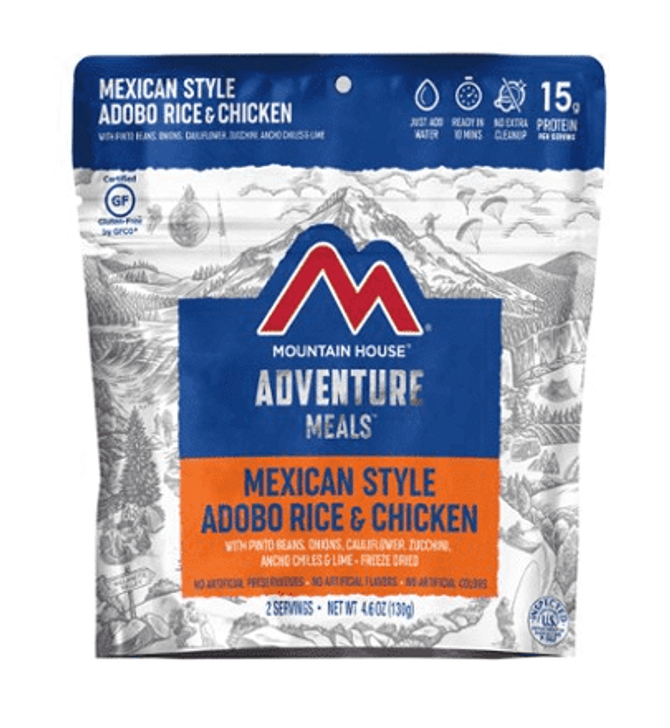 MOUNTAIN HOUSE ADVENTURE MEALS MEXICAN STYLE ADOBO RICE & CHICKEN - 2 SERVINGS POUCH