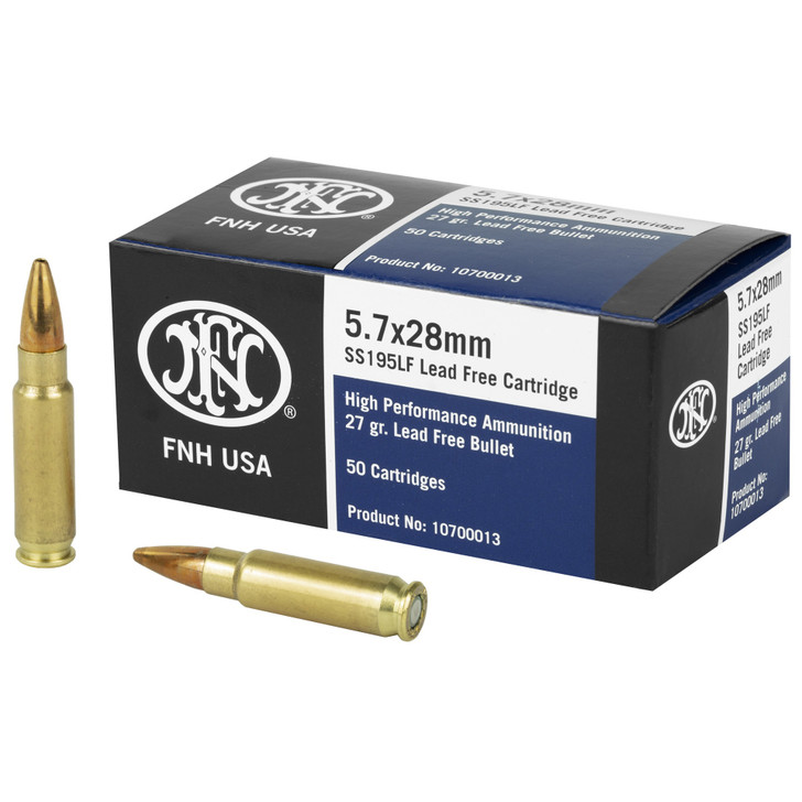 FN AMERICA SS195LF 5.7X28MM 27 GRAIN LEAD FREE HOLLOW POINT AMMUNITION - 50 ROUND BOX