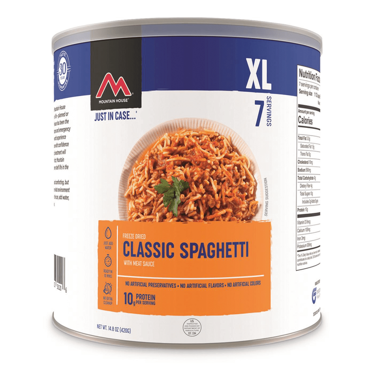 MOUNTAIN HOUSE FREEZE DRIED CLASSIC SPAGHETTI WITH MEAT SAUCE XL - 7 SERVINGS CAN