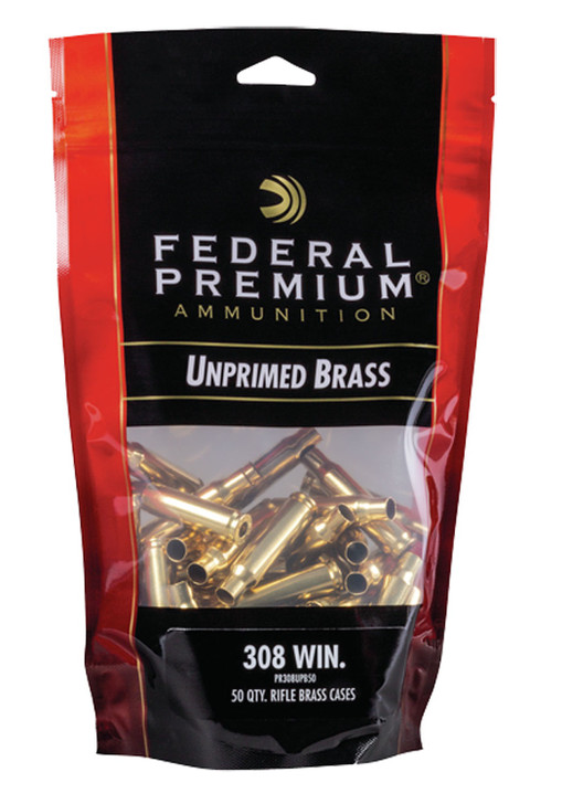 FEDERAL PREMIUM AMMUNITION UNPRIMED BRASS 308 WIN PR308UPB50 - 50 COUNT