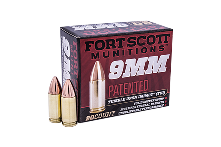 FORT SCOTT MUNITIONS 9MM TUMBLE UPON IMPACT 80 GRAIN AMMUNITION - 20 ROUND BOX