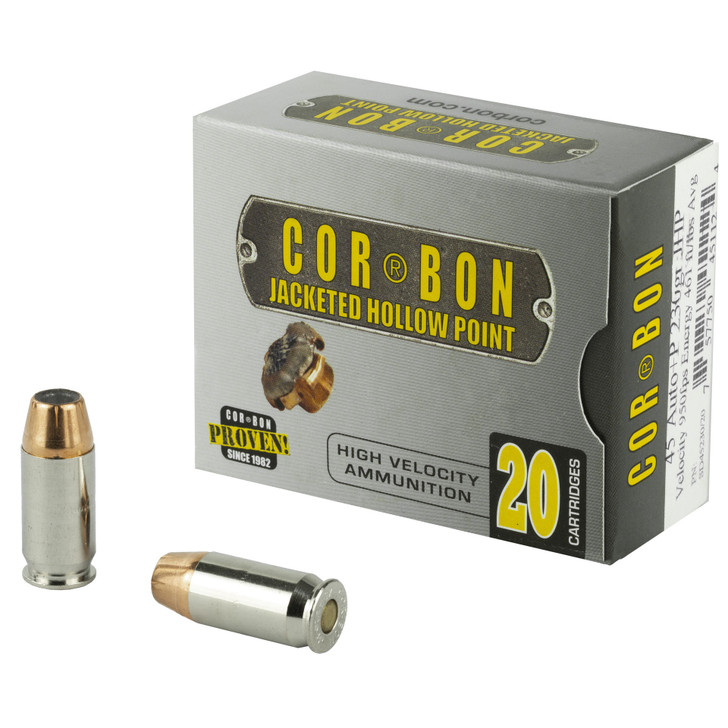 CORBON SELF DEFENSE 45ACP 230 GRAIN JACKETED HOLLOW POINT +P AMMUNITION - 20 ROUND BOX