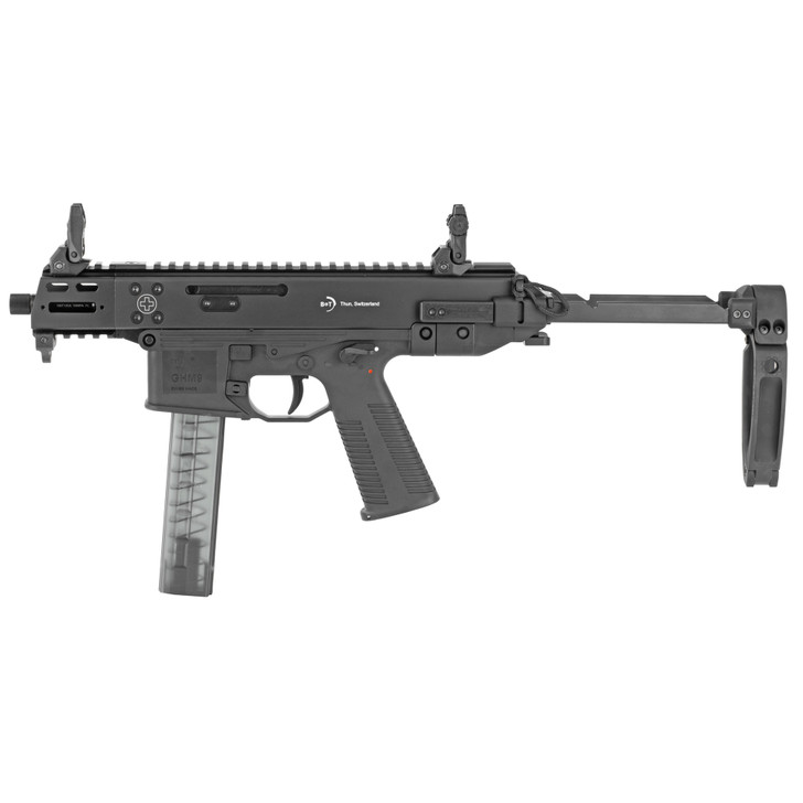 B&T GHM9 GEN 2 COMPACT SEMI AUTO 9MM 4" BARREL 30 ROUND 1 MAG STEEL FRAME TAILHOOK BRACE - BLACK