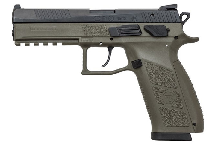 CZ P-09 CZ91268 DUTY 9MM 19+1 NS INTERACHANGEABLE BACKSTRAPS - BLACK SLIDE & OD GREEN FINISH