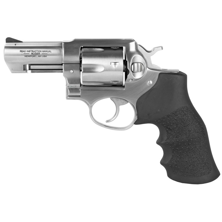 RUGER GP100 STANDARD DOUBLE ACTION REVOLVER 357 MAG 3" BARREL HOGUE MONOGRIPS FIXED REAR & RAMP FRONT SIGHT 6 ROUND STAINLESS FINISH - PREOWNED