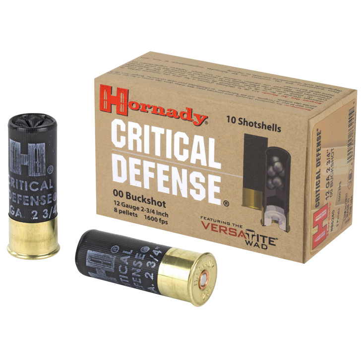 HORNADY CRITICAL DEFENSE 12 GAUGE 2.75" 00 BUCKSHOT AMMUNITION - 10 ROUND BOX