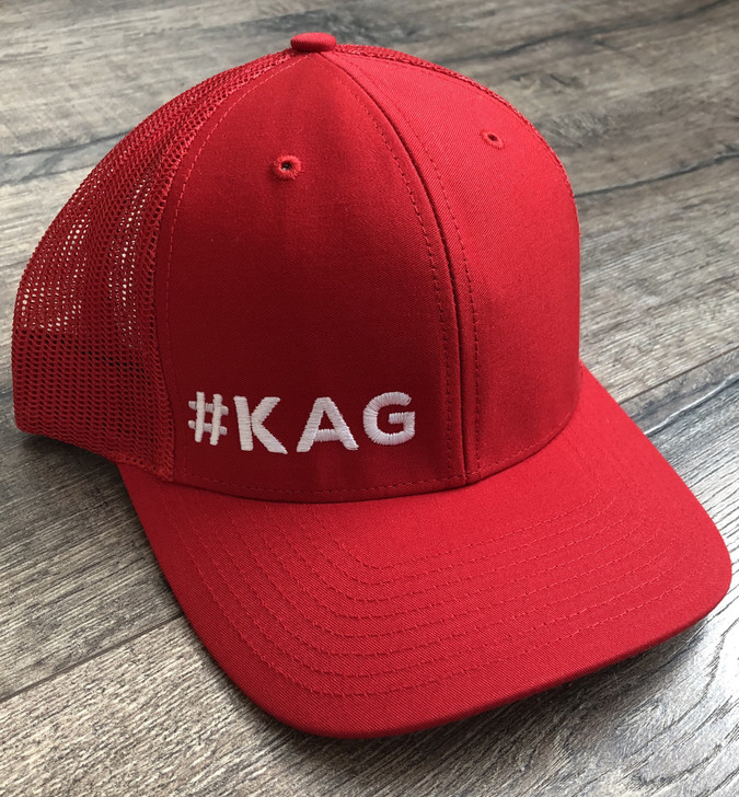 #KAG KEEP AMERICA GREAT RICHARDSON TRUCKER HAT ONE SIZE FITS MOST - RED WITH RED MESH