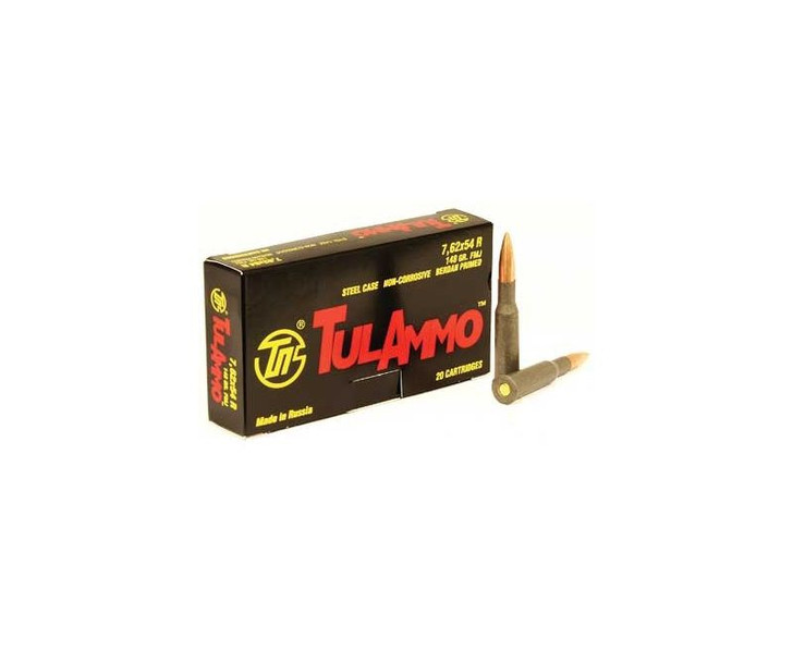 TULAMMO 7.62X54R STEEL CASE 148 GRAIN FULL METAL JACKET 2691 FPS AMMUNITION - 20 ROUND BOX