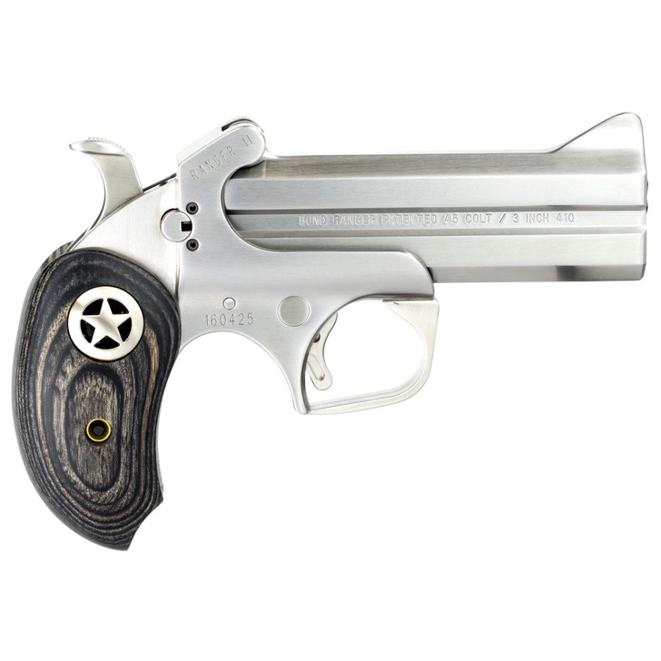 BOND ARMS RANGER II DERRINGER 410 GAUGE/45LC 3" CHAMBER 4.25" BARREL 2 ROUND WITH TRIGGER GUARD - STAINLESS STEEL