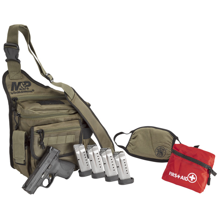 SMITH & WESSON M&P SHIELD 1.0 BUGOUT BAG BUNDLE 9MM 3.1" BARREL 8 ROUND INCLUDES 5 MAGS/BAG/FIRST AID KIT/FACEMASK