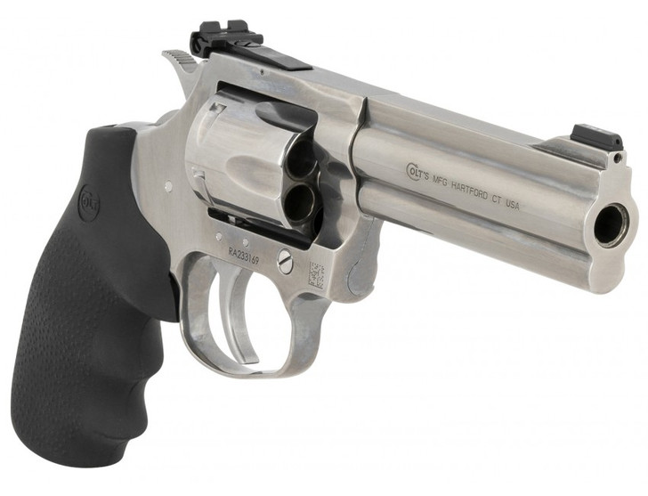 COLT'S MANUFACTURING KING COBRA REVOLVER 357 MAGNUM 4" BARREL 6 ROUND - STAINLESS STEEL/HOGUE GRIPS