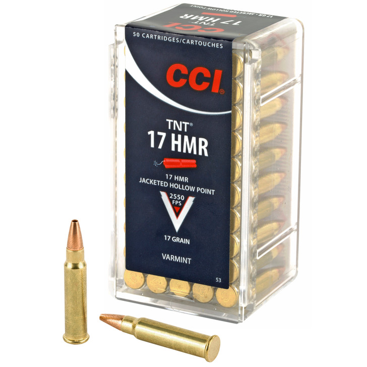 CCI TNT 17 HMR 17 GRAIN JACKETED HOLLOW POINT AMMUNITION - 50 ROUND BOX