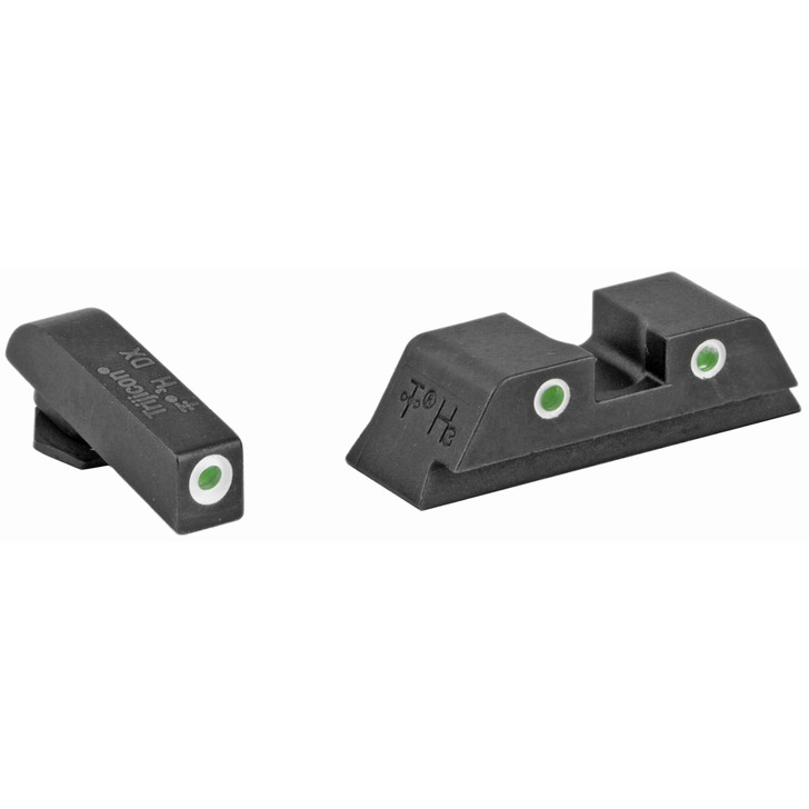 TRIJICON BRIGHT & TOUGH NIGHT SIGHTS GL01 TRITIUM-POWERED IRON SIGHTS FITS GLOCK 17/19/26/27/33/34 GREEN/GREEN 3 DOT