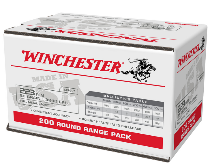WINCHESTER AMMUNITION 223 REMINGTON 55 GRAIN FULL METAL JACKET 200 ROUND BOX