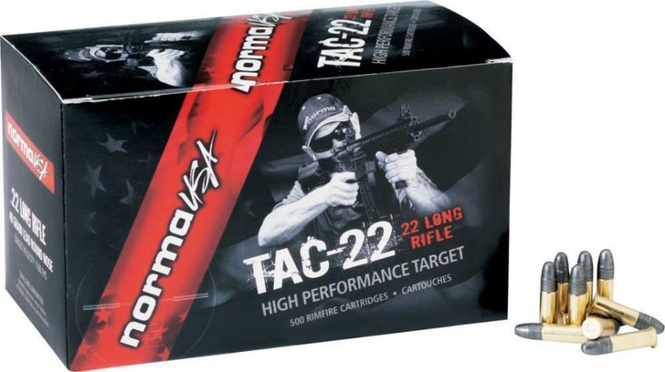 NORMA TAC-22 22LR 40GR LEAD ROUND NOSE 500RD BOX