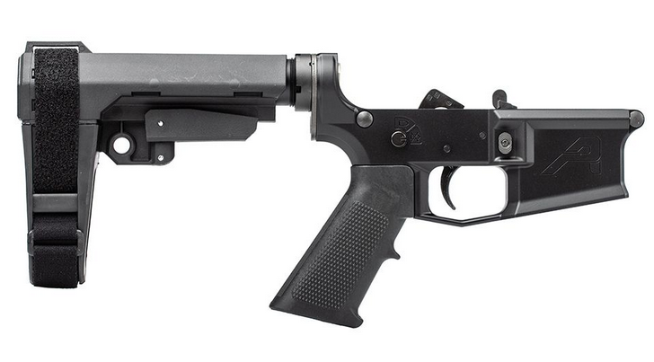 AERO PRECISION M4E1 PISTOL COMPLETE LOWER RECEIVER WITH A2 GRIP AND SBA3 BRACE - ANODIZED BLACK