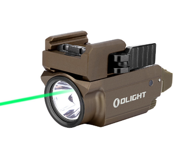 OLIGHT BALDR MINI TACTICAL LIGHT & GREEN LASER - DESERT TAN