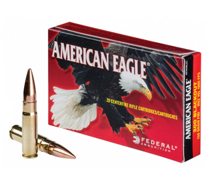 FEDERAL AMERICAN EAGLE 300 BLACKOUT 150 GRAIN FMJ 20 ROUND BOX