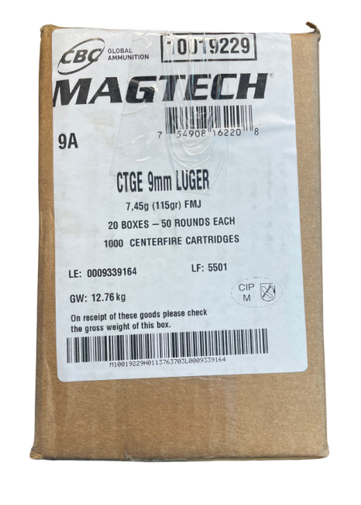 MAGTECH 9MM LIGER 115 GRAIN FMJ - 1000 ROUND BOX