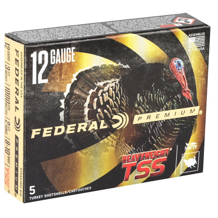 FEDERAL PTSSX195F810 PREMIUM HEAVY WEIGHT TSS 12 GAUGE 3.50" 2 1/2OZ 8, 10 SHOT AMMUNITION - 5 ROUND BOX