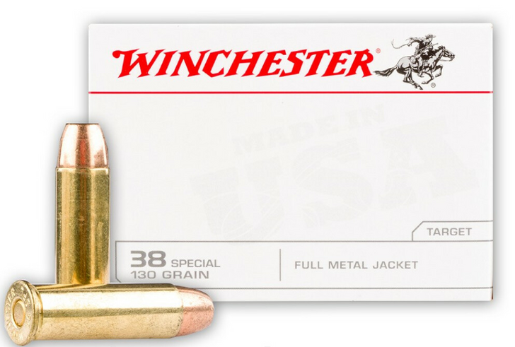 WINCHESTER AMMO USA 38 SPECIAL 130 GRAIN FULL METAL JACKET - 100 ROUND BOX