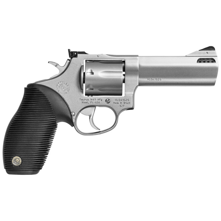 TAURUS MODEL 627 TRACKER DOUBLE ACTION METAL FRAME REVOLVER 357 MAGNUM 4" BARREL 7 ROUND - STAINLESS/RUBBER GRIPS + HOLSTER - PREOWNED