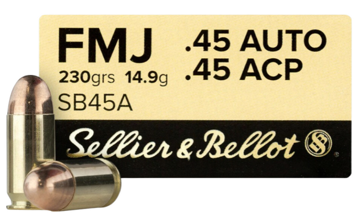 SELLIER & BELLOT 45 ACP AUTO AMMO 230 GRAIN FULL METAL JACKET - 1000 ROUND CASE