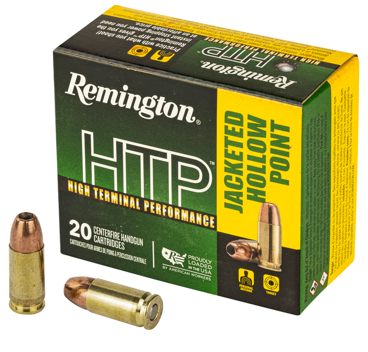 REMINGTON 9MM 147GR JACKETED HOLLOW POINT AMMUNITION - HIGH TERMINAL PERFORMANCE - 20 ROUND BOX