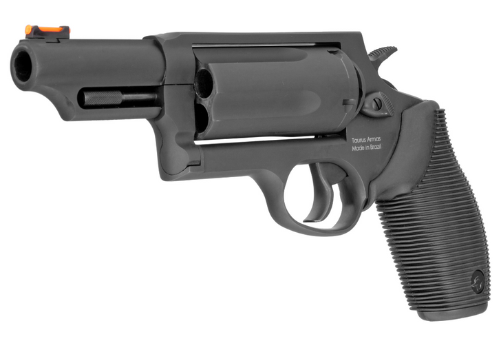 TAURUS JUDGE DOUBLE ACTION METAL FRAME REVOLVER MEDIUM FRAME 410 GAUGE/45LC 3" CHAMBER 3" BARREL STEEL OXIDE BLACK 5 ROUND CAPACITY + HOLSTER - PREOWNED