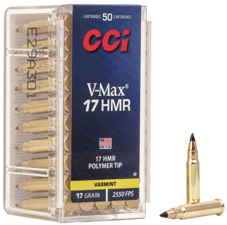 CCI 17 HMR V-MAX 17 GRAIN AMMUNITION POLYMER TIP - 50 ROUND BOX