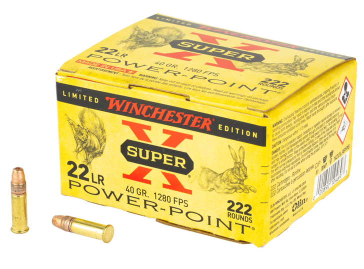 WINCHESTER AMMUNITION SUPER-X POWER-POINT 22LR 40 GRAIN HOLLOW POINT 222 ROUND BOX