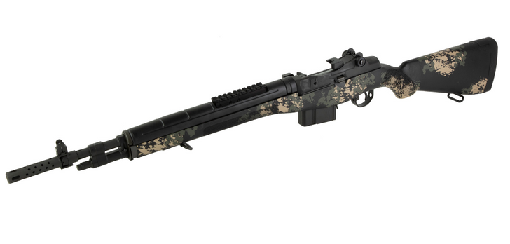 SPRINGFIELD M1A SCOUT SQUAD RIFLE 308 WIN 18'' BARREL COMPOSITE STOCK GREEN AND TAN SPONGE CAMO ADJUSTABLE SIGHTS 10 ROUNDS 1 MAGAZINE