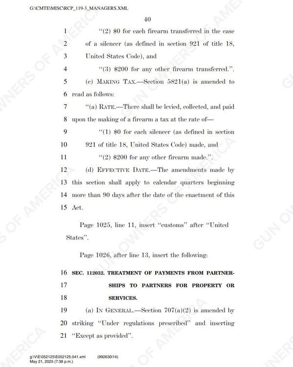 HOUSE PASSES H.R. 1 REMOVES $200.00 TAX FROM NATIONAL FIREARMS ACT (NFA) OF 1934 HOUSE PASSES H.R. 1 REMOVES $200.00 TAX FROM NATIONAL FIREARMS ACT (NFA) OF 1934