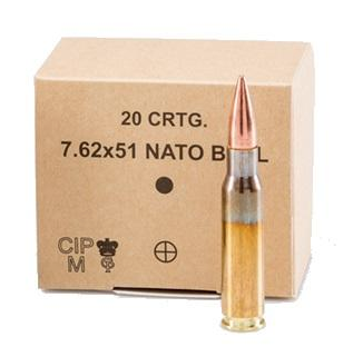 Ggg .308 WIN Brass Ball Rifle Ammunition 7.62X51 NATO 147GR FMJ 20 Count
