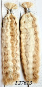 18" Human Hair Blend Wet and Wavy Bulk Braiding Hair 2 Packs- Color F27613 18" Human Hair Blend Wet and Wavy Bulk Braiding Hair 2 Packs- Color F27613