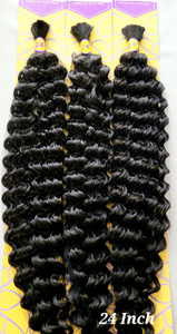 3 Pack Deal- 24 Inch Human Hair blend Deep Wave Bulk Braiding Hair Color Natural 3 Pack Deal- 24 Inch Human Hair blend Deep Wave Bulk Braiding Hair Color Natural