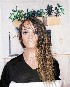 22" Hand-braided Whole Lace Human Hair Wet and Wavy Braided Wig Color 4/27 22" Hand-braided Whole Lace Human Hair Wet and Wavy Braided Wig Color 4/27