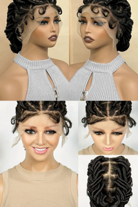 Full Lace Unique Locs Cornrows Afro Braided Wig Full Lace Unique Locs Cornrows Afro Braided Wig