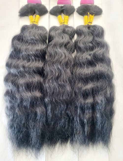  18" Human Hair Premium Quality Blend Super Bulk Braiding Hair- 3 Pack Deal