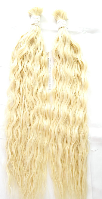 24"-30"Blonde Wet and Wavy Human Hair blend Braiding Hair Bulk Color 613 Length 24"-30" 2 Bundles-READY TO SHIP!