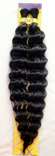 24 Inch Brazilian Human Hair blend Loose Deep Wave Bulk Braiding Hair