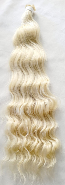 24" Brazilian Ocean Wave Wet and Wavy Human Hair Blend Bulk Braiding Hair  Color 613 Blonde