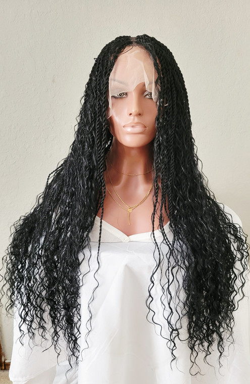 28 Inch Boho Senegalese Twists  Lace Wig Color 1B