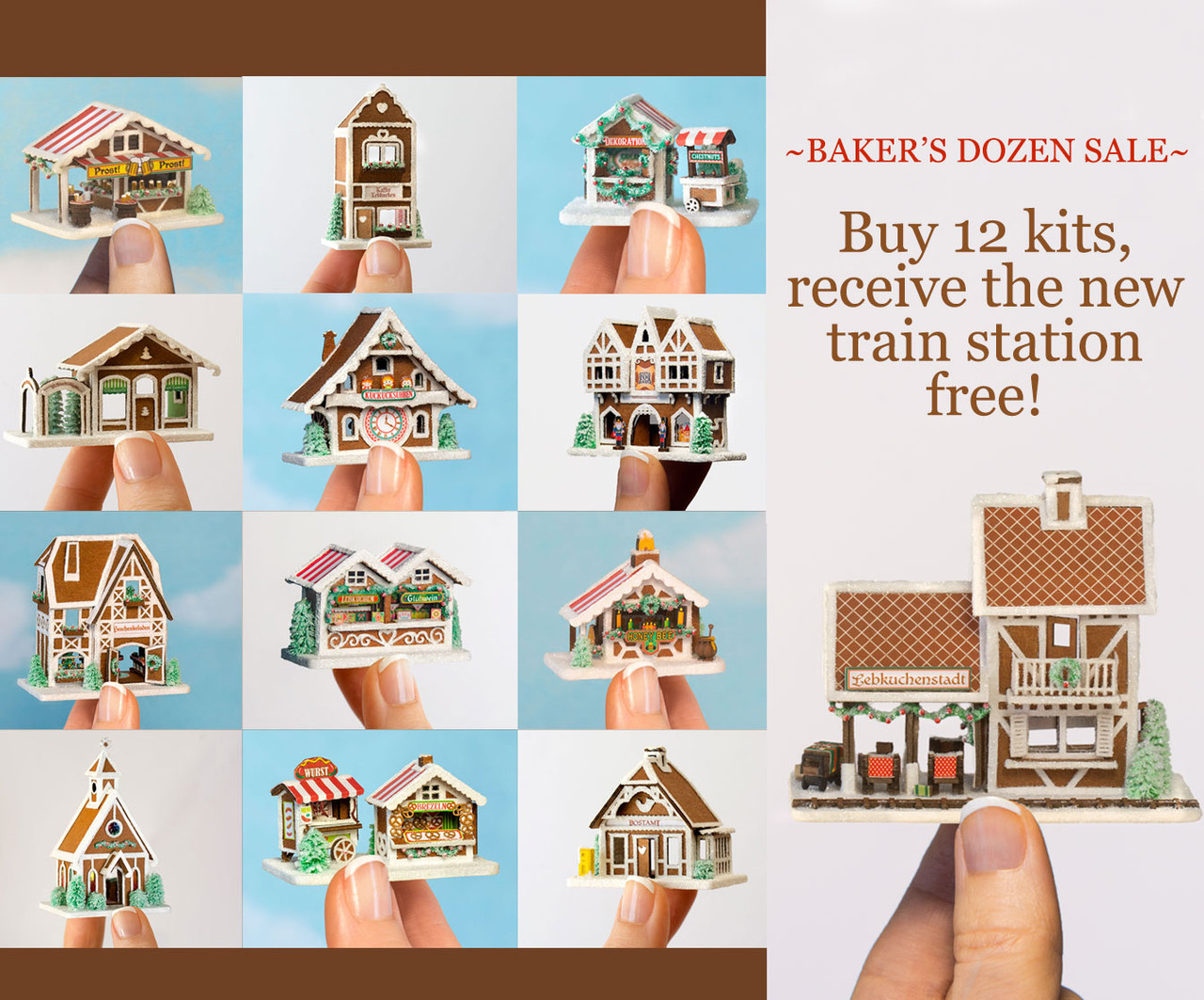 Baker's Dozen Sale - Set of Micro Gingerbread Kits - True2Scale Dollhouse  Miniatures