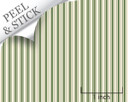 Ticking stripe pattern, moss green color. 1:48 quarter scale peel and stick wallpaper