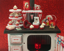 2-tier Valentine Dessert Tower and Cupcake Wrappers Kit - CLOSEOUT