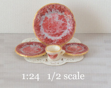 1:24 half scale red toile decals for miniature dishes