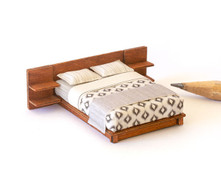 1:48 quarter scale modern bed with nightstands kit