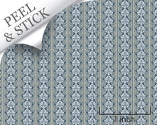 Celeste pattern, denim color. 1:48 quarter scale peel and stick wallpaper